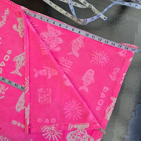 90s Mayan Fish Pink Beach Dress Cruise Loungewear Cotton Vintage Size M - Picture 6 of 9
